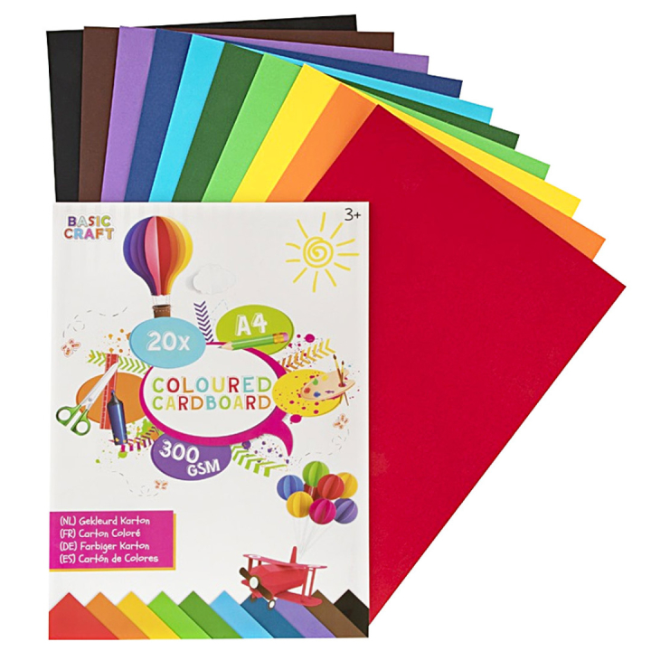 Värillinen pahvi 300g A4 20 arkkia ryhmässä Kids / Hauskaa oppimista / Paperi ja Piirustusalusta Lapsille / Värillinen paperi lapsille @ Pen Store (128572)