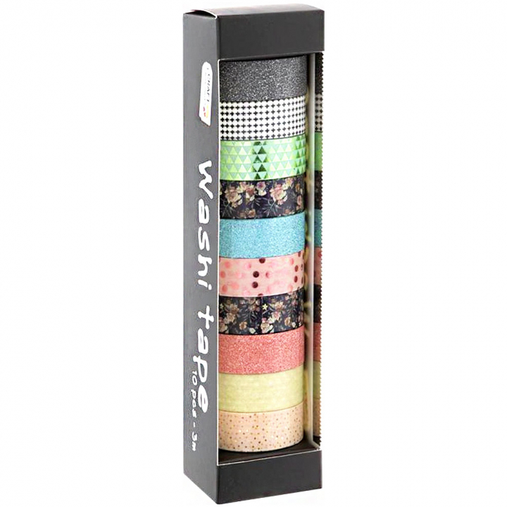 Washi-teippi 10 kpl Foil & Glitter #1 ryhmässä Askartelu ja Harrastus / Harrastustarvikkeet / Washiteipit @ Pen Store (128584)