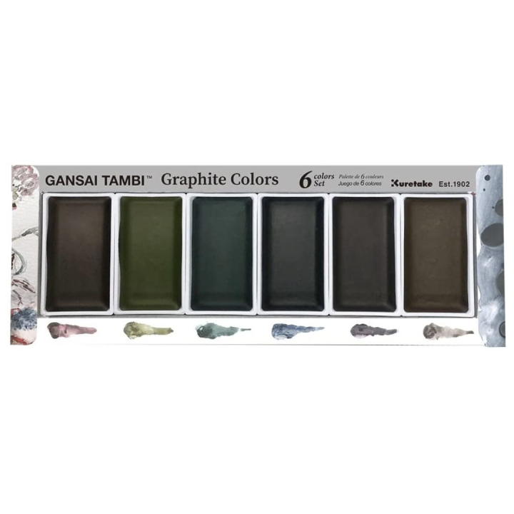 Gansai Tambi Akvarelli 6-setti Graphite Colors ryhmässä Taiteilijatarvikkeet / Taiteilijavärit / Akvarellivärit / Vesiväri napissa @ Pen Store (128725)