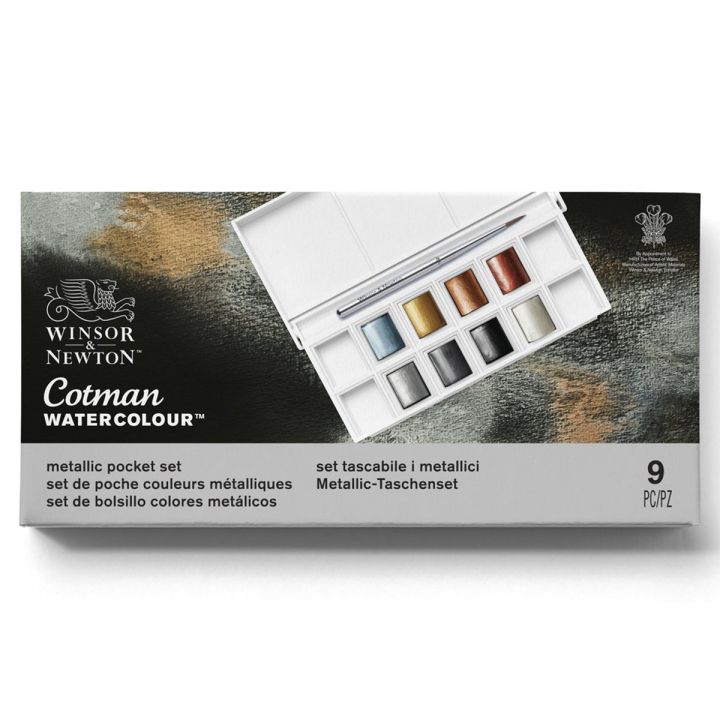 Cotman Akvarelliväri Metallic Set 8 ½ - Kuppia ryhmässä Taiteilijatarvikkeet / Värit / Akvarellivärit @ Pen Store (129129)