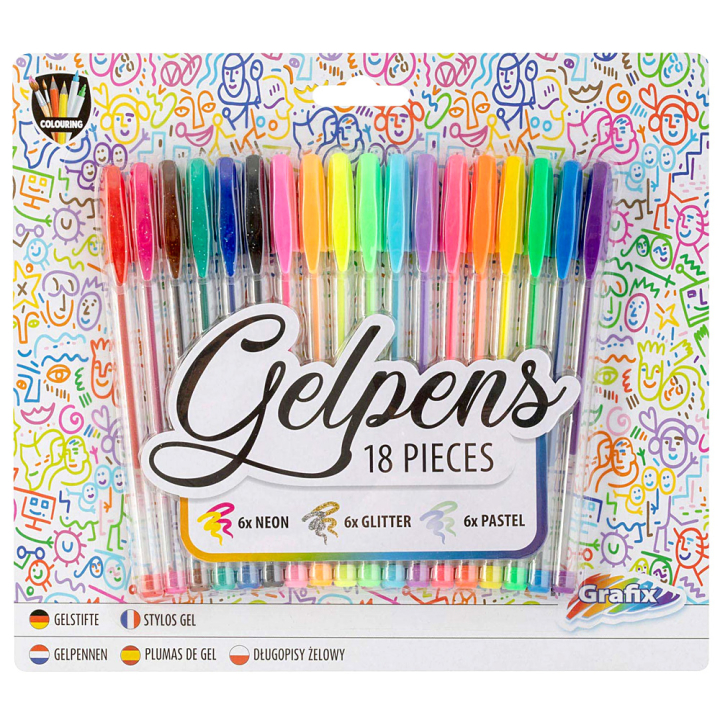 Gel pens 18-set (Neon/Glitter/Pastell) ryhmässä Kynät / Kirjoittaminen / Geelikynät @ Pen Store (129330)