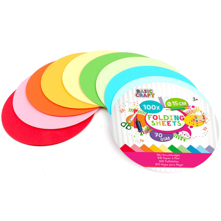 Folding sheets Round 15cm 100-pack ryhmässä Kids / Hauskaa oppimista / Paperi ja Piirustusalusta Lapsille / Origami paper @ Pen Store (129385)