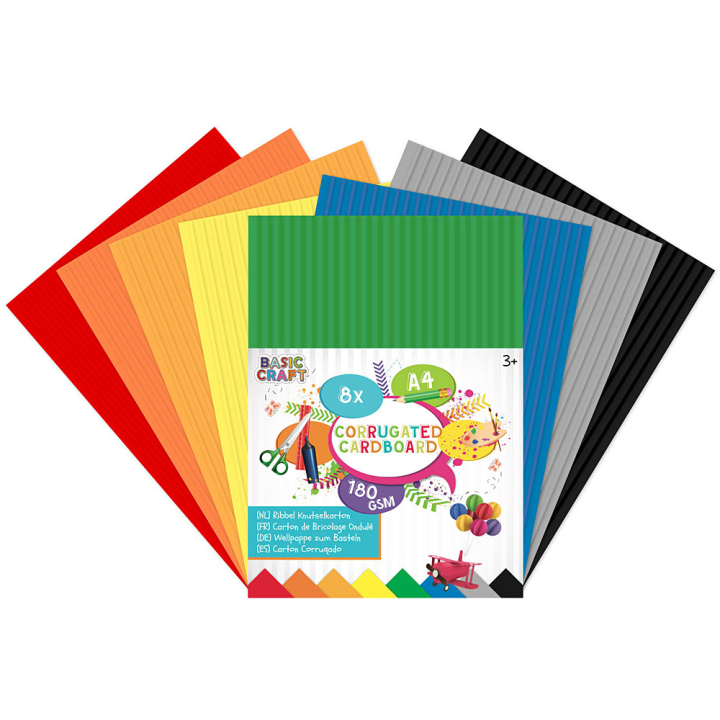 Coloured corrugated Cardboard A4 8-pack ryhmässä Kids / Hauskaa oppimista / Paperi ja Piirustusalusta Lapsille @ Pen Store (129389)