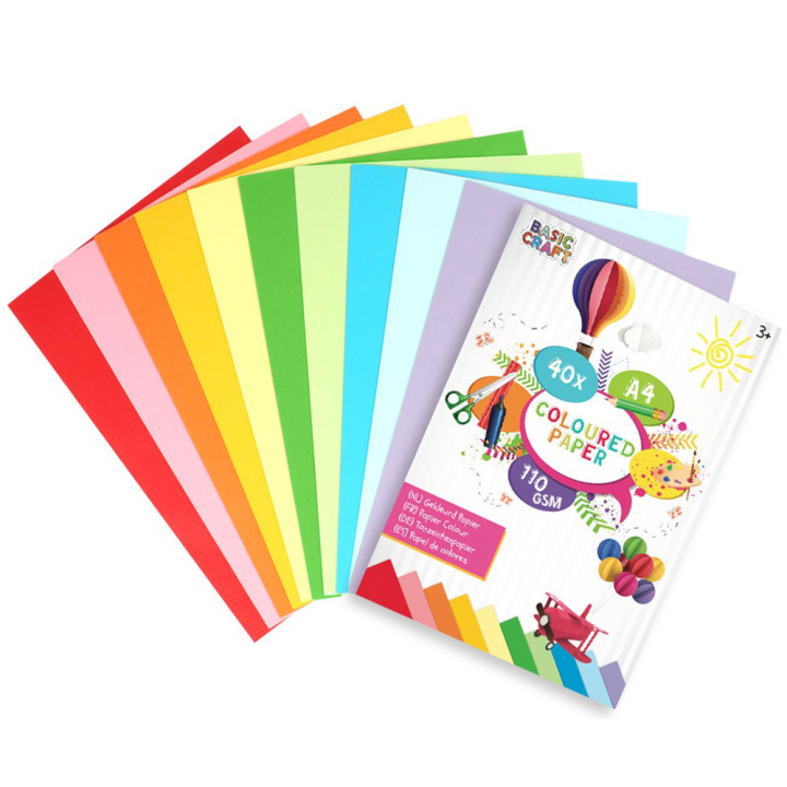 Coloured paper A4 110gsm 40-pack ryhmässä Kids / Hauskaa oppimista / Paperi ja Piirustusalusta Lapsille @ Pen Store (129390)