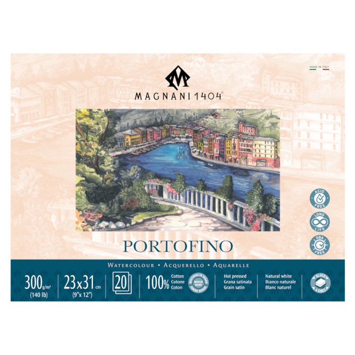 Akvarelliilehtiö Portofino 100% Puuvilla 300g Satin 23x31cm 20 Sheets ryhmässä Paperit ja Lehtiöt / Taiteilijalehtiöt / Akvarellipaperit @ Pen Store (129686)