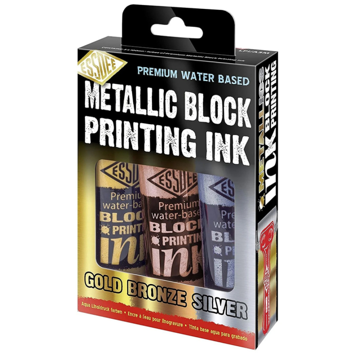 Linoleumin väri Metallic 100 ml x 3 ryhmässä Askartelu ja Harrastus / Tekniikat / Linopainanta @ Pen Store (130574)