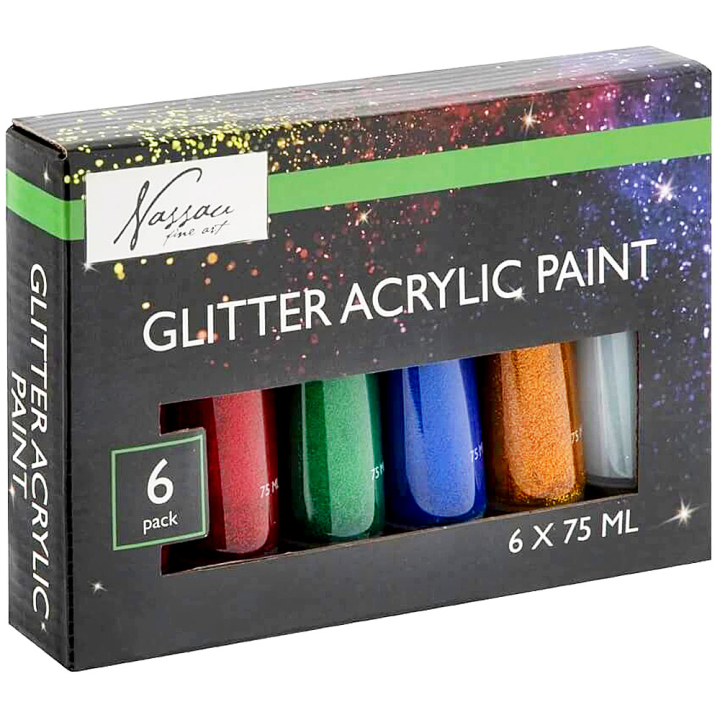 Acrylic Paint 75ml Glitter 6-set ryhmässä Taiteilijatarvikkeet / Taiteilijavärit / Akryylivärit @ Pen Store (130725)