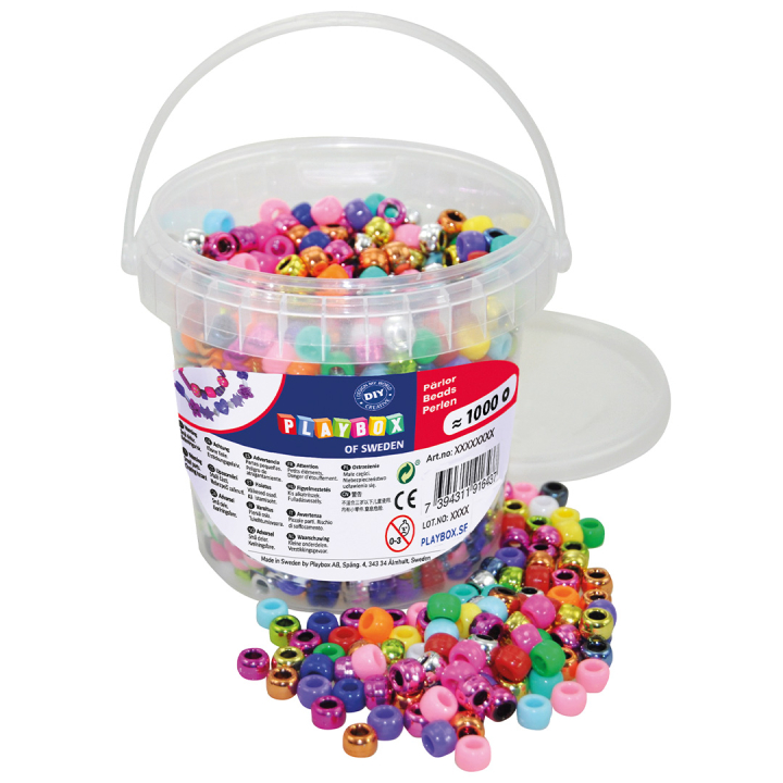 Pony Beads Mix 1000 kpl ryhmässä Kids / Hauskaa oppimista / Korujen valmistus lapsille @ Pen Store (131296)