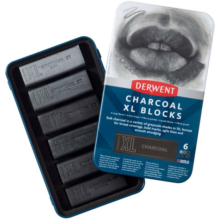 Charcoal XL Blocks Tin 6-setti ryhmässä Taiteilijatarvikkeet / Liidut ja lyijyt / Grafiitti ja lyijyt @ Pen Store (131410)