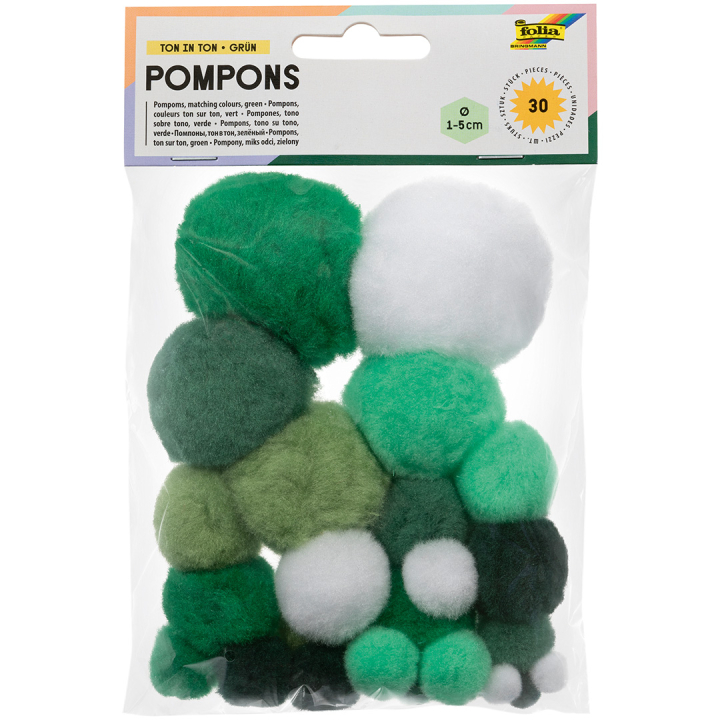 Pompomit Vihreä 30 kpl ryhmässä Kids / Hauskaa oppimista / Askartelutarvikkeet lapsille / Huopapallot ja tupsut @ Pen Store (131635)