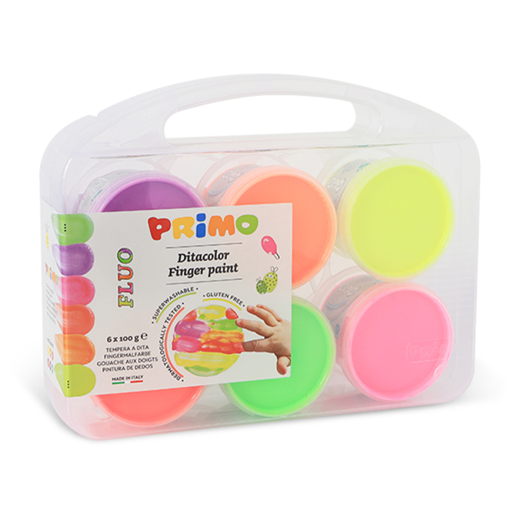 Sormimaali Fluo-setti 6x100g ryhmässä Kids / Lasten askartelu ja värit / Sormivärit @ Pen Store (132083)