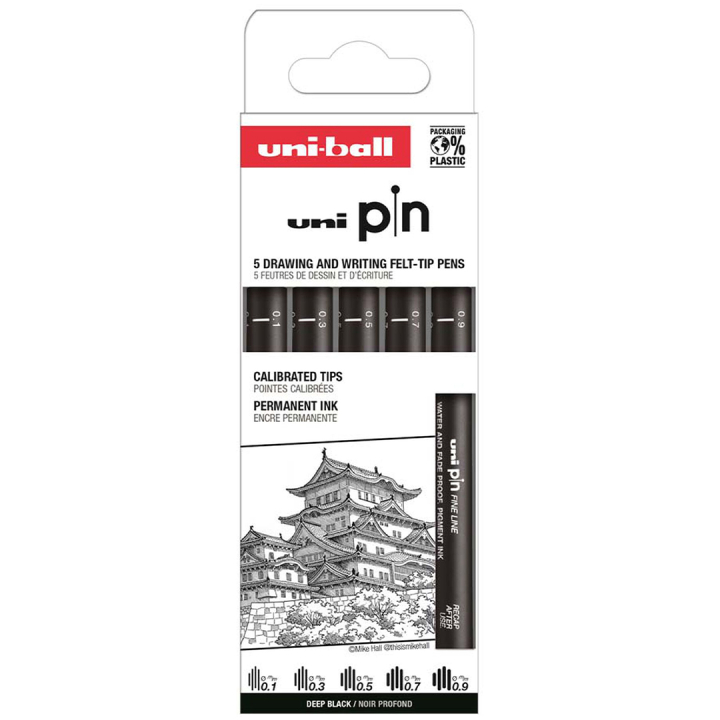 Pin Fineliner 5-setti Classic 1 ryhmässä Kynät / Kirjoittaminen / Finelinerit @ Pen Store (132725)