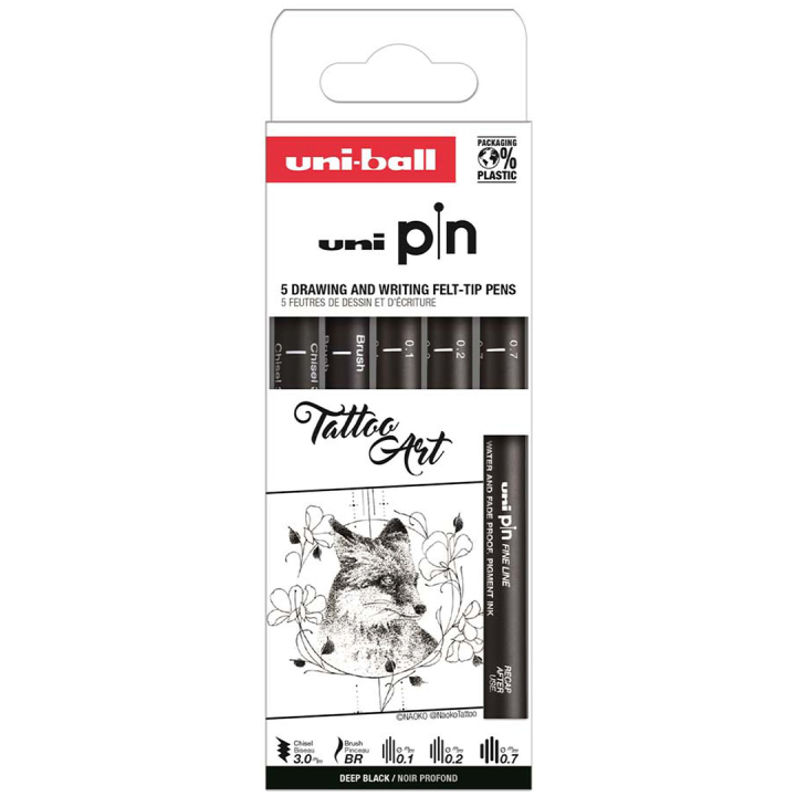 Pin Fineliner 5-setti Tattoo Art ryhmässä Kynät / Kirjoittaminen / Finelinerit @ Pen Store (132730)