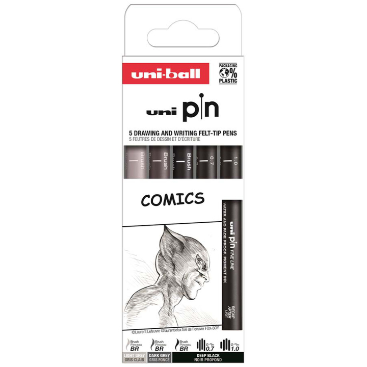 Pin Fineliner 5-setti Comics ryhmässä Kynät / Kirjoittaminen / Finelinerit @ Pen Store (132732)