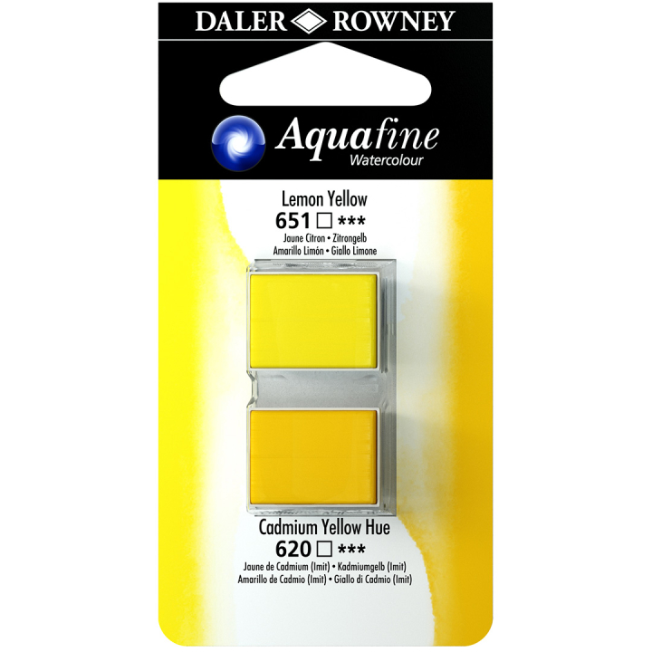 Aquarelle Half-pan Duo Lemon Yellow/Cad Yellow Hue ryhmässä Taiteilijatarvikkeet / Taiteilijavärit / Akvarellivärit @ Pen Store (132888)