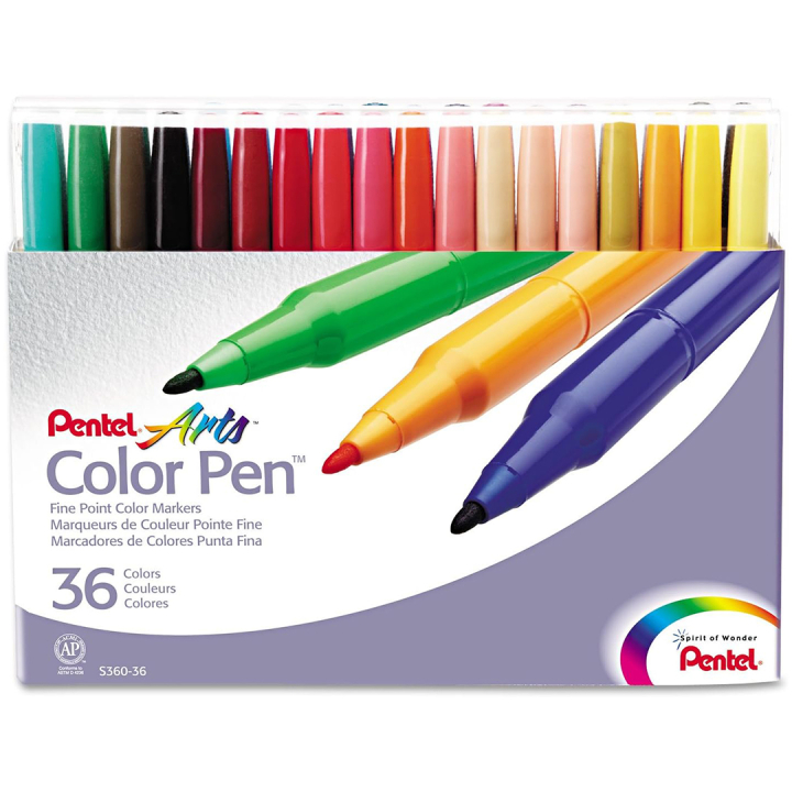 Color Pen Huopakärkikynät 36-setti ryhmässä Kynät / Taiteilijakynät / Tussit @ Pen Store (133078)