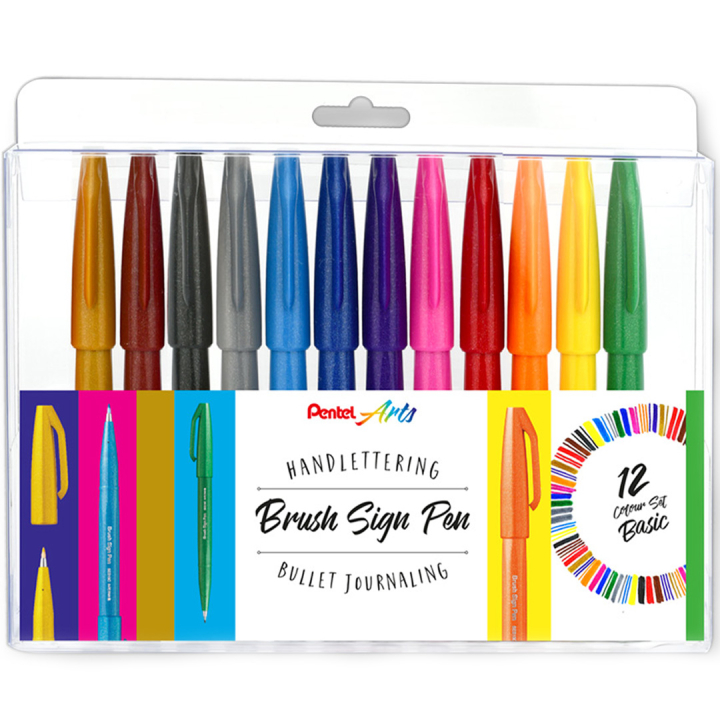 Brush Sign Pen 12-setti Basic colours ryhmässä Kynät / Taiteilijakynät / Tussit @ Pen Store (134578)