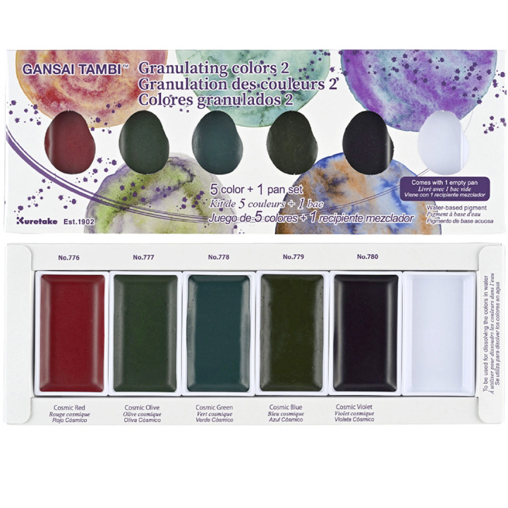 Gansai Tambi Akvarelli 5-setti Granulating Colors 2 ryhmässä Taiteilijatarvikkeet / Taiteilijavärit / Akvarellivärit / Vesiväri napissa @ Pen Store (135537)