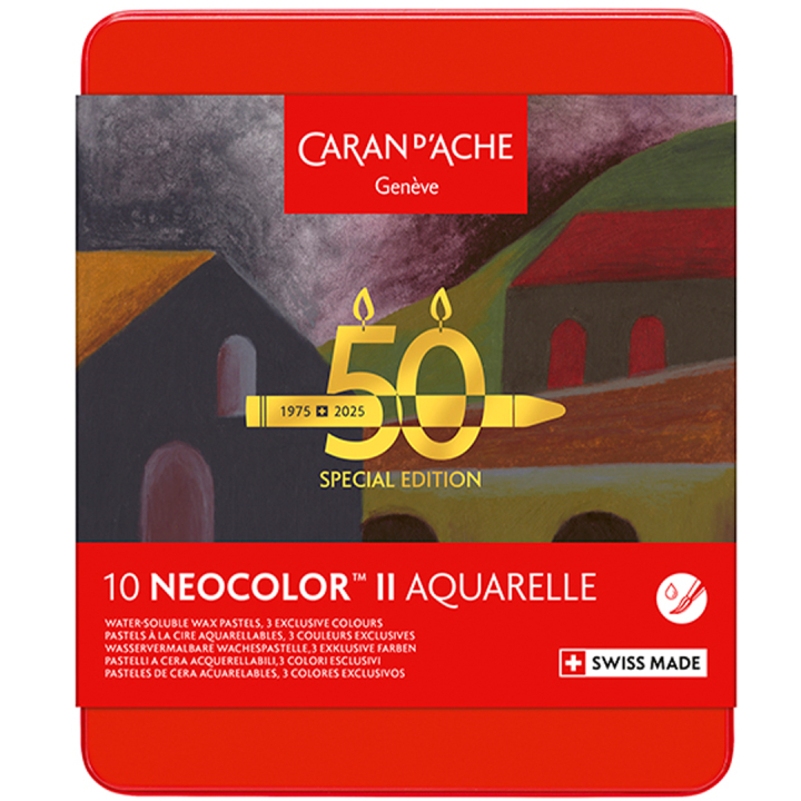 Neocolor II Aquarelle 50 Years Dark 10-sarja ryhmässä Taiteilijatarvikkeet / Taiteilijavärit / Pastellivärit / Vahapastellit @ Pen Store (135632)