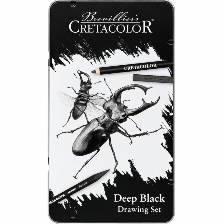 Deep Black piirustussetti 10 osaa ryhmässä Taiteilijatarvikkeet / Liidut ja lyijyt / Hiilikynät ja hiilet @ Pen Store (135646)