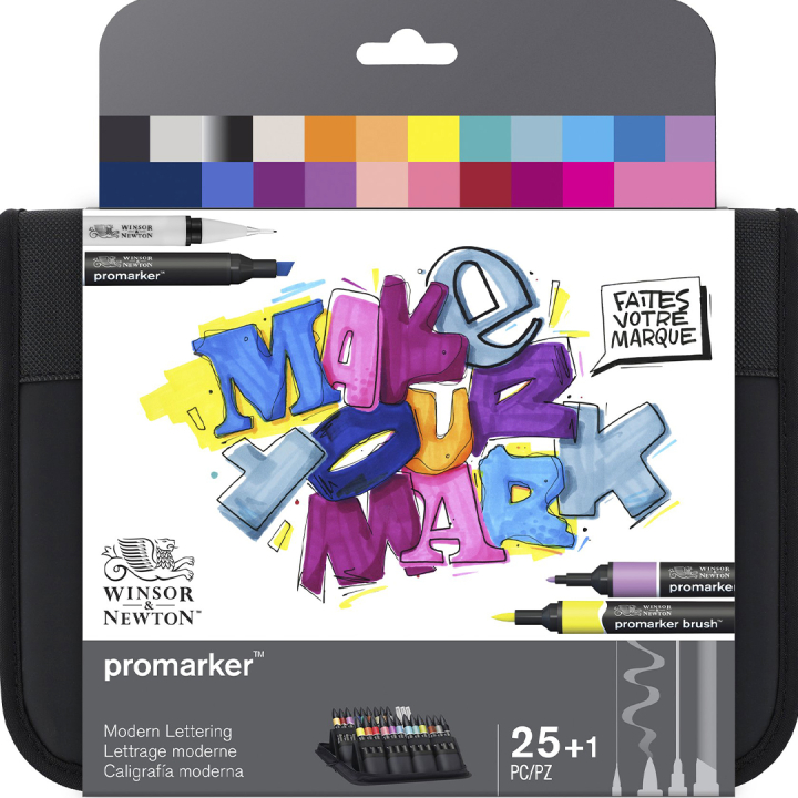 Promarker Modern Lettering Wallet 25-setti ryhmässä Kynät / Taiteilijakynät / Maalitussit @ Pen Store (135657)