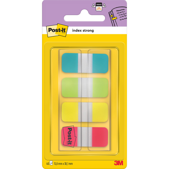 Post-it Indeksivälilehdet 15,8 x 38,1 mm Strong, 4 väriä ryhmässä Paperit ja Lehtiöt / Kirjoitus ja muistiinpanot / Post-it ja muistilaput @ Pen Store (135699)