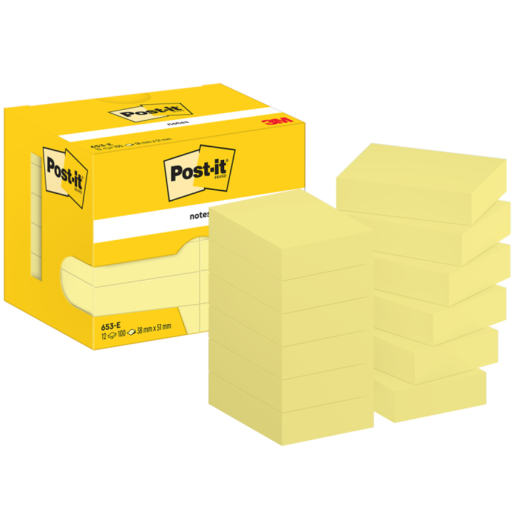 Post‑it 38×51 keltainen 12‑pakkaus ryhmässä Paperit ja Lehtiöt / Kirjoitus ja muistiinpanot / Post-it ja muistilaput @ Pen Store (135708)