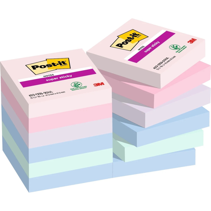 Post-it Super Sticky 47,6x47,6 Värisekoitus Soulful 12-pakkaus ryhmässä Paperit ja Lehtiöt / Kirjoitus ja muistiinpanot / Post-it ja muistilaput @ Pen Store (135721)