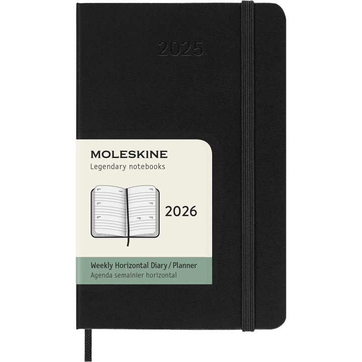 Kalenteri 12M Weekly Horizontal 2026 Hardcover Pocket Black ryhmässä Paperit ja Lehtiöt / Kalenterit / 12 kk kalenterit @ Pen Store (136108)