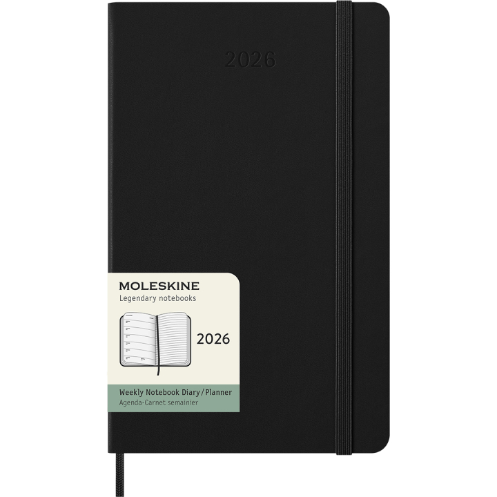 Kalenteri 12M Weekly Notebook 2026 Hardcover Large Black ryhmässä Paperit ja Lehtiöt / Kalenterit / 12 kk kalenterit @ Pen Store (136110)