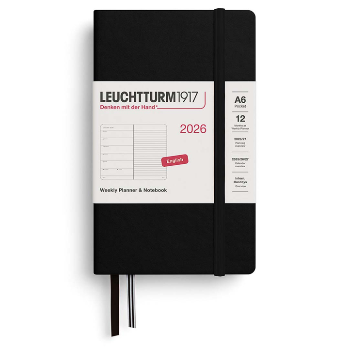 Kalenteri Weekly Planner & Notebook 2026 A6 Black ryhmässä Paperit ja Lehtiöt / Kalenterit / 12 kk kalenterit @ Pen Store (136230)