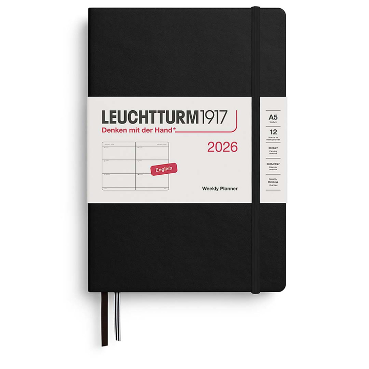 Kalenteri Weekly Planner 2026 A5 Black ryhmässä Paperit ja Lehtiöt / Kalenterit / 12 kk kalenterit @ Pen Store (136251)