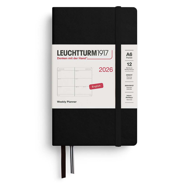 Kalenteri Weekly Planner 2026 A6 Black ryhmässä Paperit ja Lehtiöt / Kalenterit / 12 kk kalenterit @ Pen Store (136259)