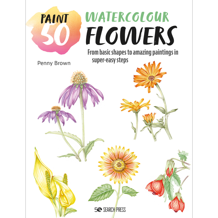 Paint 50: Watercolour Flowers ryhmässä Askartelu ja Harrastus / Kirjat / Ohjekirjat @ Pen Store (136318)