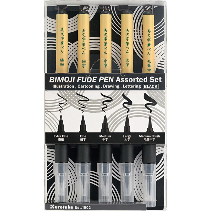 Bimoji Fude Brush Pen 5-setti ryhmässä Kynät / Taiteilijakynät / Sivellinkynät @ Pen Store (136420)