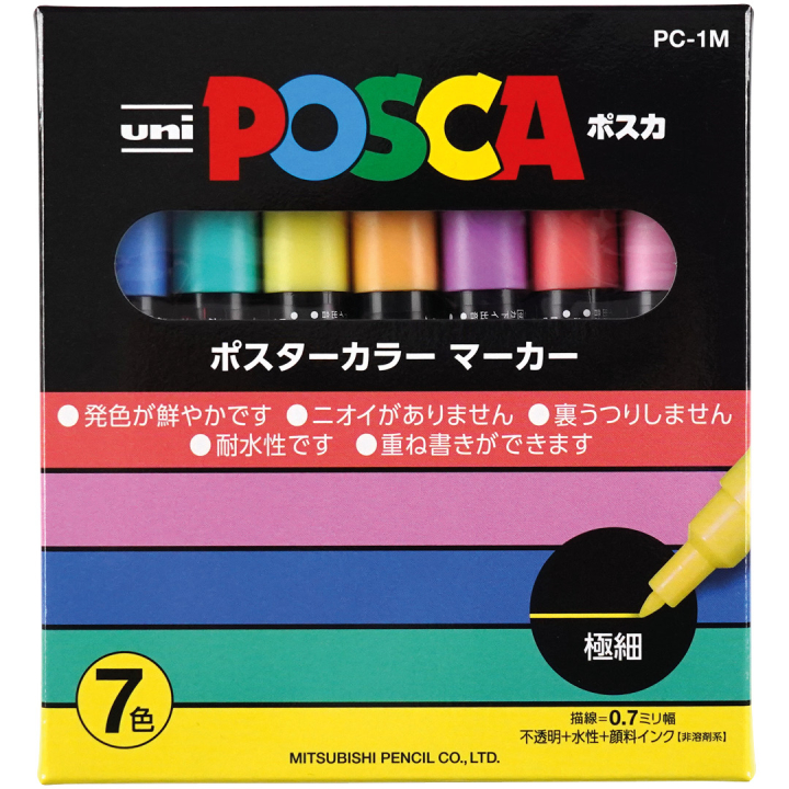 Posca PC-1MC Soft tones 7-kappaleen pakkaus ryhmässä Kynät / Taiteilijakynät / Akryylitussit @ Pen Store (136459)