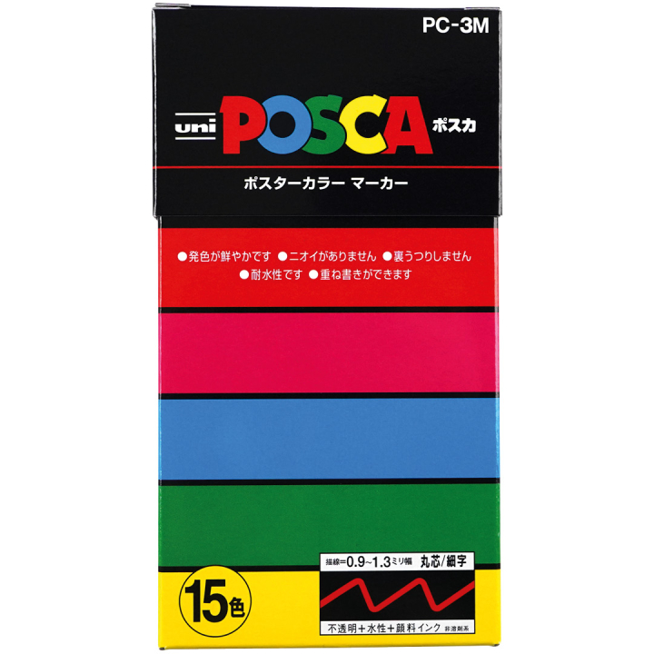 Posca PC-3M 15-kappaleen pakkaus ryhmässä Kynät / Taiteilijakynät / Akryylitussit @ Pen Store (136461)