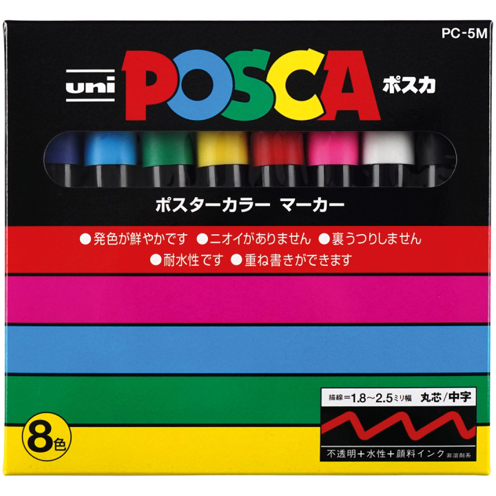 Posca PC-5M Standard tones 8-kappaleen pakkaus ryhmässä Kynät / Taiteilijakynät / Akryylitussit @ Pen Store (136465)