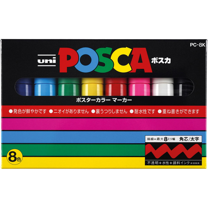 Posca PC-8K Standard tones 8-kappaleen pakkaus ryhmässä Kynät / Taiteilijakynät / Akryylitussit @ Pen Store (136468)