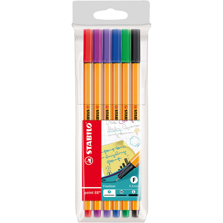 Point 88 Fineliner 6 kpl ryhmässä Kynät / Kirjoittaminen / Finelinerit @ Pen Store (136790)