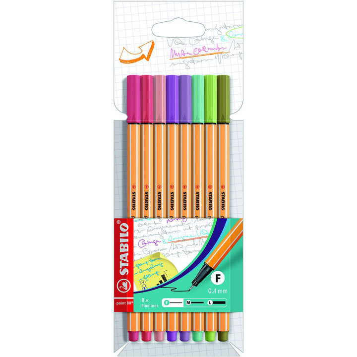 Point 88 Fineliner 8 kpl ryhmässä Kynät / Kirjoittaminen / Finelinerit @ Pen Store (136795)