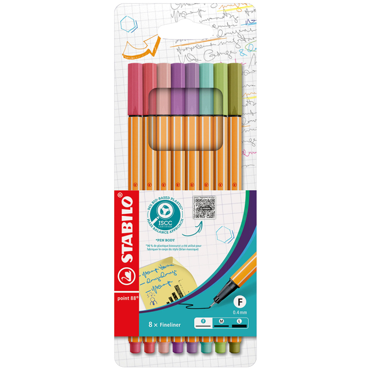 Point 88 Fineliner 8 kpl ryhmässä Kynät / Kirjoittaminen / Finelinerit @ Pen Store (136795)