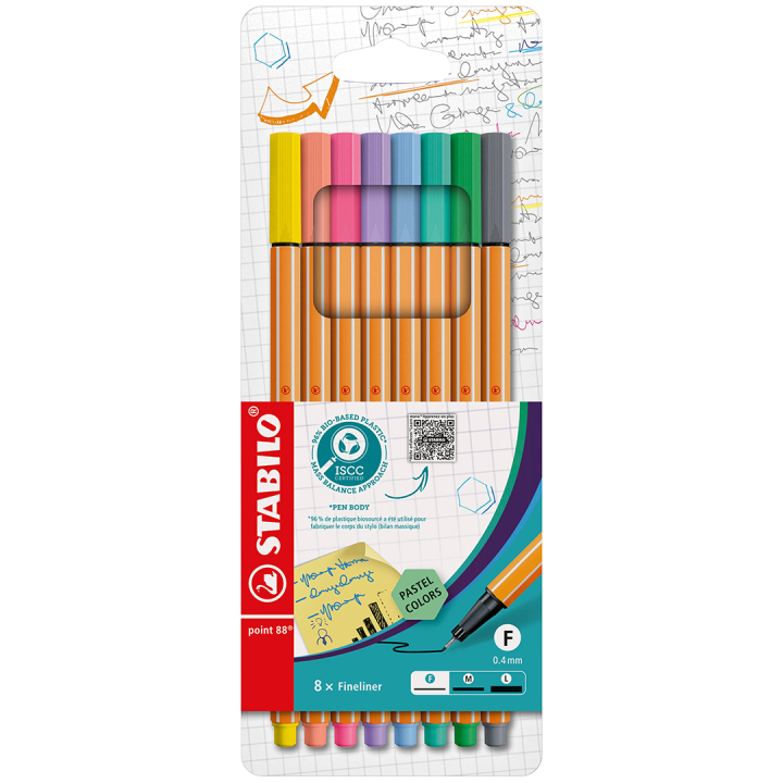 Point 88 Fineliner 8 kpl Pastelli ryhmässä Kundsegment / Kundsegment Art @ Pen Store (136797)