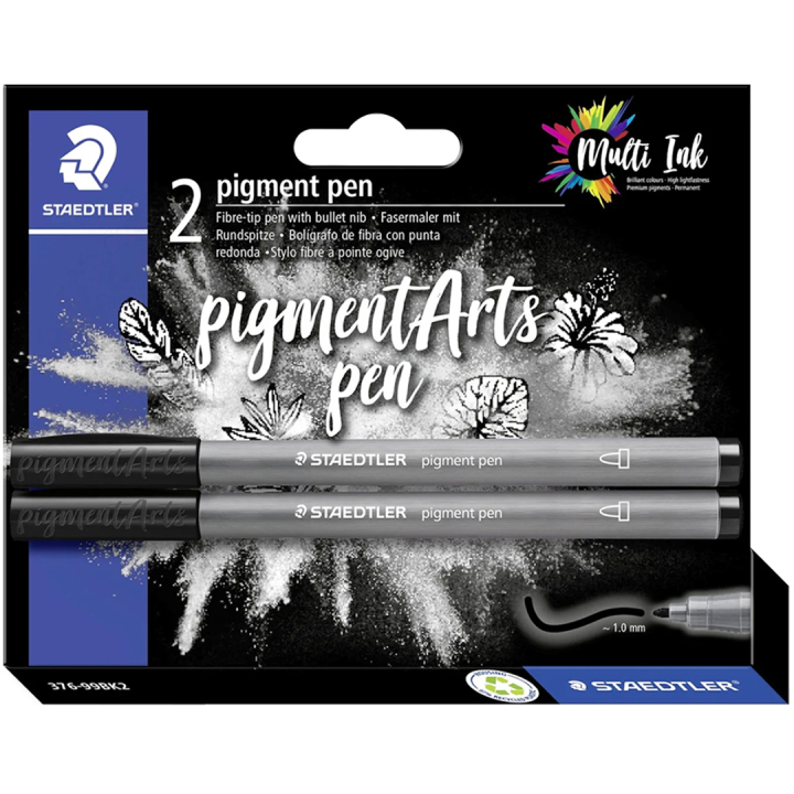 Pigment Arts Pen Musta 2 kpl pakkaus ryhmässä Kynät / Taiteilijakynät / Tussit @ Pen Store (136854)