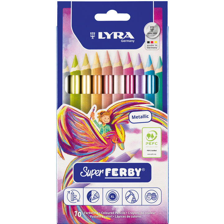 Super Ferby 10 kpl metallisävyinen setti (3+) ryhmässä Kids / Lastenkynät / Lasten värikynät @ Pen Store (136892)