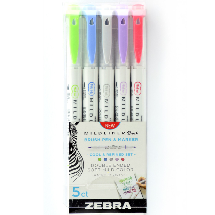 Mildliner Brush 5-pack Cool & Refined set ryhmässä Kynät / Taiteilijakynät / Sivellinkynät @ Pen Store (137265)