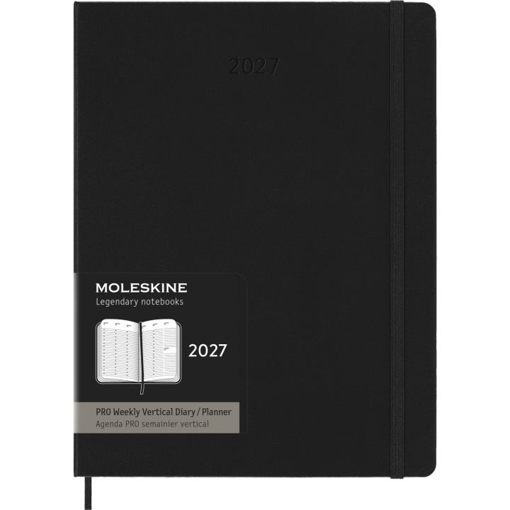 Kalenteri 12M Weekly Vertical PRO 2027 Hardcover XL Black  ryhmässä Paperit ja Lehtiöt / Kalenterit / 12 kk kalenterit @ Pen Store (137443)