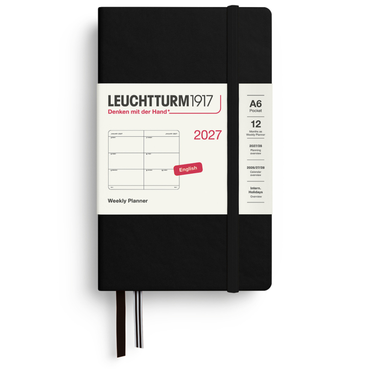 Kalenteri Weekly Planner 2027 A6 Black ryhmässä Paperit ja Lehtiöt / Kalenterit / 12 kk kalenterit @ Pen Store (137479)