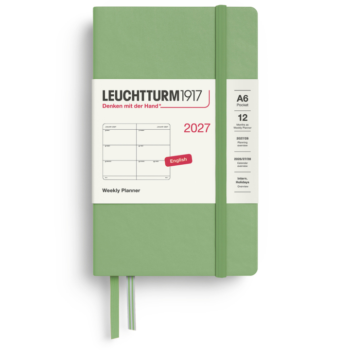 Kalenteri Weekly Planner 2027 A6 Sage ryhmässä Paperit ja Lehtiöt / Kalenterit / 12 kk kalenterit @ Pen Store (137483)