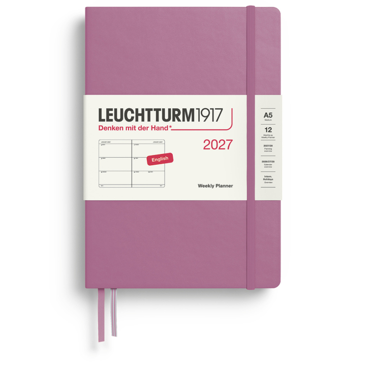 Kalenteri Weekly Planner 2027 A5 Dusty Rose ryhmässä Paperit ja Lehtiöt / Kalenterit / 12 kk kalenterit @ Pen Store (137487)